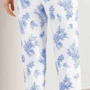Talbots White Chino Pants with Blue Floral Print